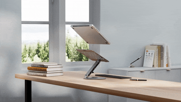 The Casa 360 iPad / MacBook dock stand in action