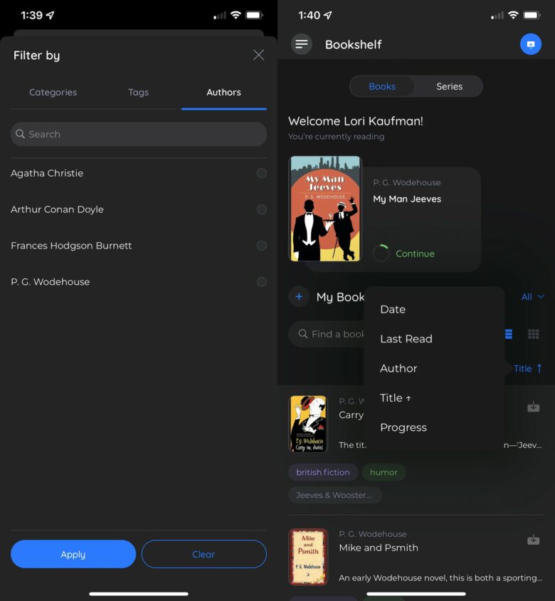 BookFusion filter sort ebooks With BookFusion, you can easily filter and sort your ebook bookshelf.