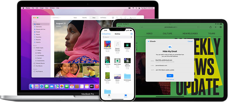 ICloud MacBook Pro, iPhone and iPad all using iCloud