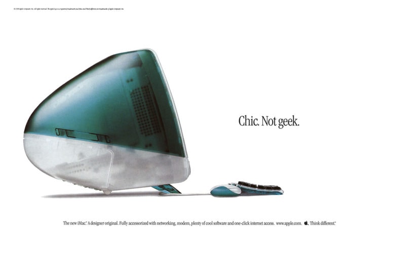 IMac Chic Not Geek Can the iMac design ever be this exciting again? The original iMac G3 ad, "Chic. Not Geek."