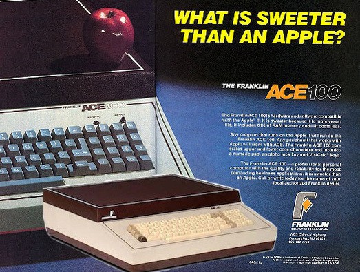 Slide_image_120412 applelawsuit 9 100381050 orig An ad for an Apple II clone, the Franklin Ace 100.